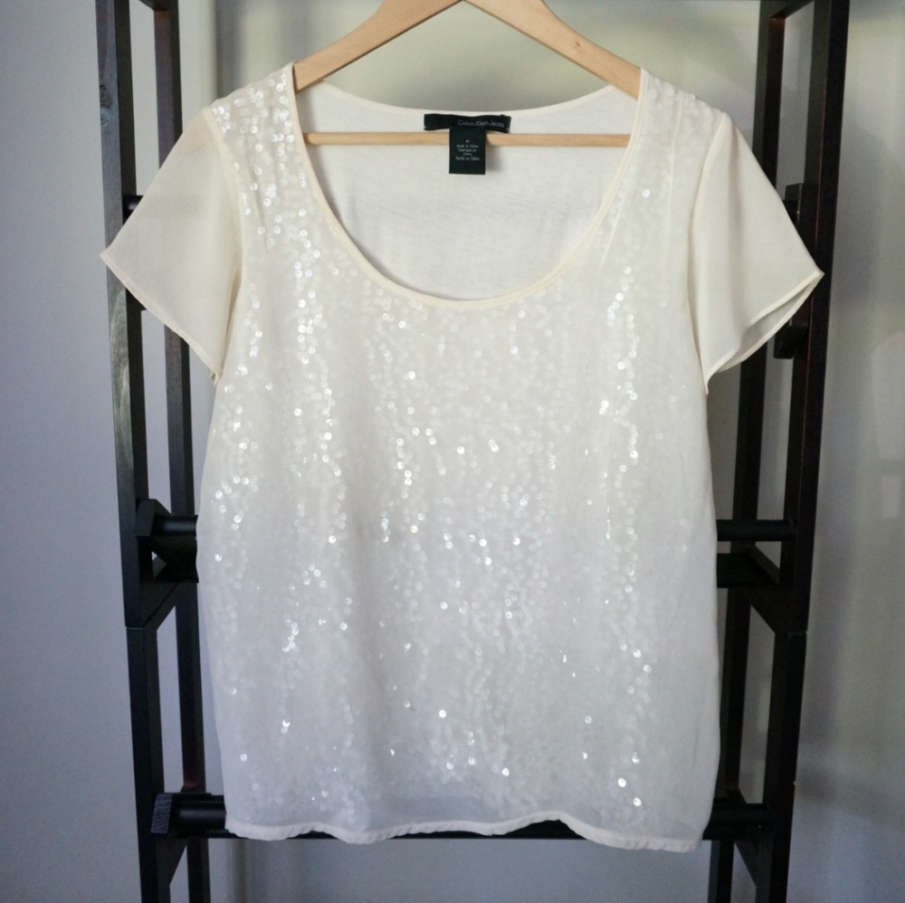 CALVIN KLEIN Sequin Top